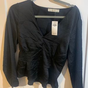 Never worn, satin long sleeve, faux button, Abercrombie shirt